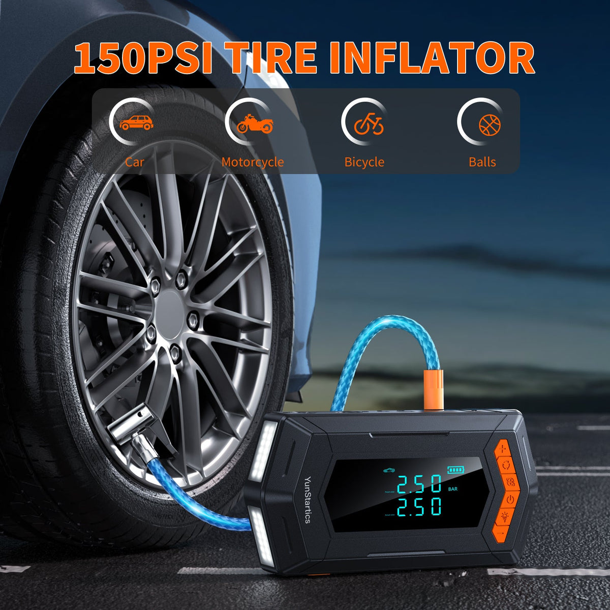 Yunstartics HW03 – 4000A Jump Starter with Air Compressor and Air Pump