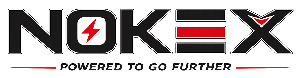 Nokex logo with black text and red accents on a white background