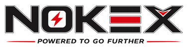 Nokex logo with black text and red accents on a white background